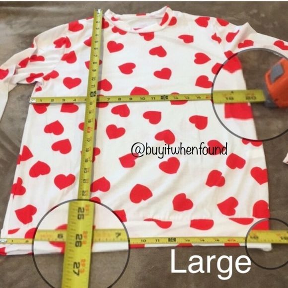 Sweetheart Red Heart Valentine Print Top L-XL - Picture 7 of 8